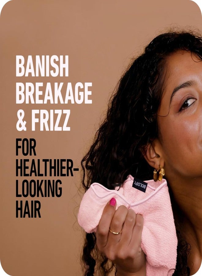 Boldify Quick Dry Microfiber Towel Wrap for Women - for Thin and Curly Hair - Anti Frizz Plopping Towel, Fast Drying Turban - Pink - Image 2